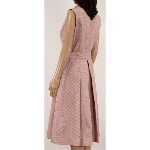 PRADA 100% SILK PINK POLKA DOT PATTERN BELTED SHIRT DRESS VINTAGE - Picture 3 of 10